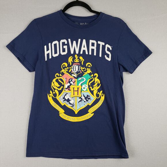 Wizarding World Harry Potter Size‎ S Graphic Tee Shirt Navy Blue House Emblems - Picture 1 of 6